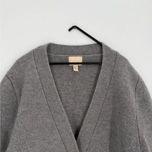 H&M Premium Selection Knitted Pure Wool Structured Grey Cardigan
